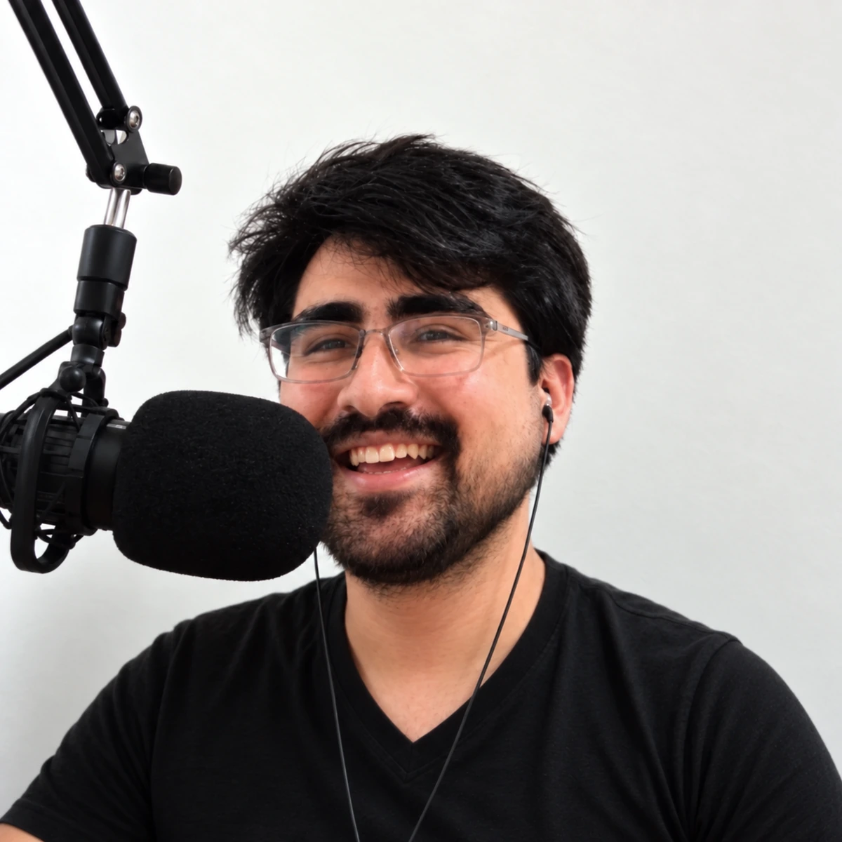 Edgar Quiquia, DelpaQQ, sonriendo frente a su micrófono